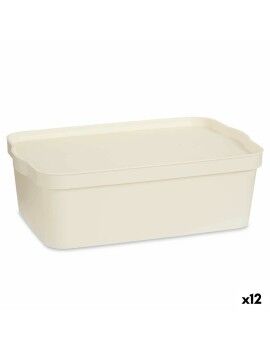 Caja de Almacenaje con Tapa Crema Plástico 14 L 29,5 x 14,3 x 45 cm (12 Unidades)