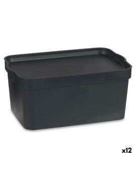 Caja de Almacenaje con Tapa Antracita Plástico 7,5 L 21 x 14,2 x 32 cm (12 Unidades)