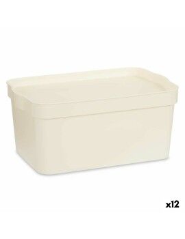 Caja de Almacenaje con Tapa Crema Plástico 7,5 L 21,5 x 14,5 x 32 cm (12 Unidades)