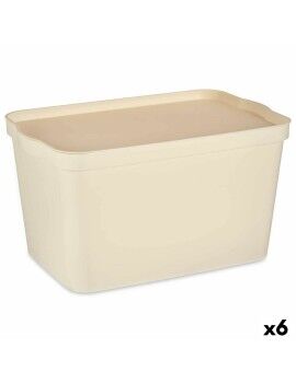 Caja de Almacenaje con Tapa Crema Plástico 24 L 29,3 x 24,5 x 45 cm (6 Unidades)