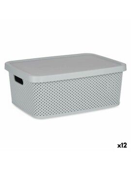 Caja de Almacenaje con Tapa Gris Plástico 13 L 28 x 15 x 39 cm (12 Unidades)