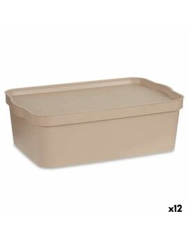 Caja de Almacenaje con Tapa Beige Plástico 14 L 29,5 x 14,5 x 45 cm (12 Unidades)