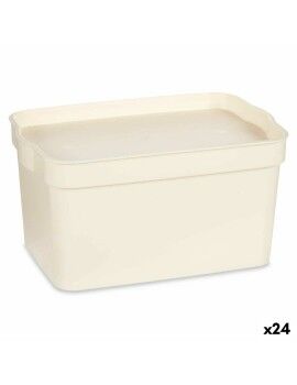 Caixa de Armazenagem com Tampa Creme Plástico 2,3 L 13,5 x 11 x 20 cm (24 Unidades)