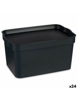 Caja de Almacenaje con Tapa Antracita Plástico 2,3 L 13,5 x 11 x 20 cm (24 Unidades)