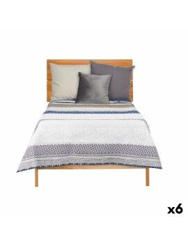 Colcha Reversible 180 x 260 cm Hexágonos Azul Blanco Gris (6 Unidades)