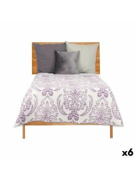 Colcha Reversível 240 x 260 cm Branco Roxo (6 Unidades)