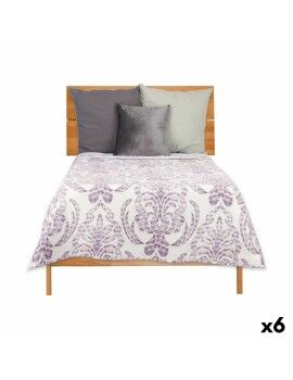 Colcha Reversible 180 x 260 cm Blanco Morado (6 Unidades)