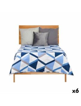 Colcha Reversible 240 x 260 cm Azul Blanco (6 Unidades)