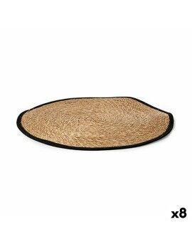 Tapete Preto Natural Fibra natural 100 x 1 x 100 cm (8 Unidades)