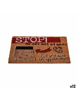 Felpudo Stop Negro Rojo Natural Fibra de coco 40 x 1,5 x 60 cm (12 Unidades)