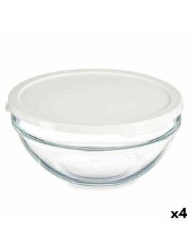 Fiambrera Redonda con Tapa Chefs Blanco 1,7 L 21 x 9 x 21 cm (4 Unidades)