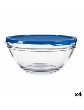 Fiambrera Redonda con Tapa Chefs Azul 2,5 L 23,7 x 10,1 x 23,7 cm (4 Unidades)