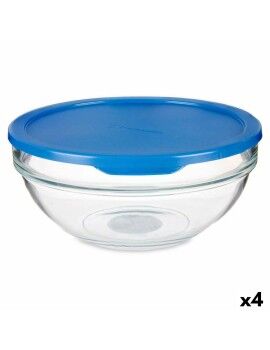 Lancheira Redonda com Tampa Chefs Azul 1,135 L 17,2 x 7,6 x 17,2 cm (4 Unidades)