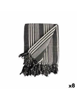 Foulard Multiusos Rayas 235 x 205 cm Blanco Gris (8 Unidades)