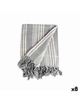 Foulard Multiusos Rayas 235 x 205 cm Blanco Gris (8 Unidades)