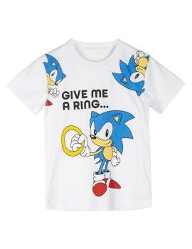 Camiseta de Manga Corta Infantil Sonic Blanco