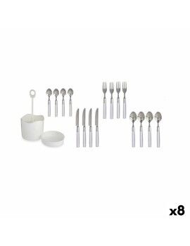 Set de Cubiertos Blanco Acero Inoxidable (8 Unidades)