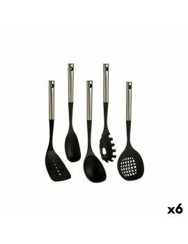 Juego de Utensilios de Cocina Negro Plástico 8,5 x 35 x 20,5 cm (6 Unidades)