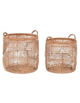 Conjunto de Cestas DKD Home Decor Natural Marrom claro Tropical 40 x 40 x 47 cm