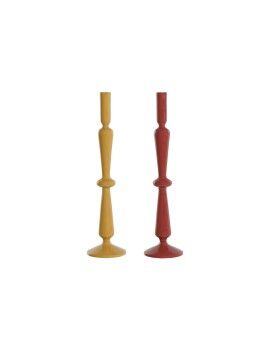 Candelabro Home ESPRIT Mostaza Terracota Aluminio 10 x 10 x 41 cm (2 Unidades)