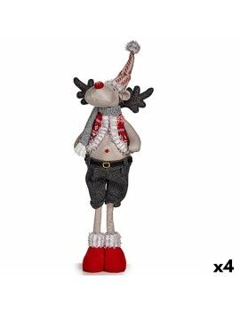 Figura Decorativa Rena de Natal Vermelho Cinzento Poliéster 13 x 65 x 18 cm (4 Unidades)