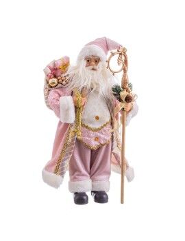 Adorno Navideño Rosa Plástico Poliresina Tejido 45 cm