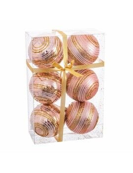 Bolas de Navidad Rosa Plástico Espiral 8 x 8 x 8 cm (6 Unidades)