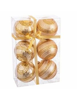 Bolas de Navidad Dorado Plástico Espiral 8 x 8 x 8 cm (6 Unidades)