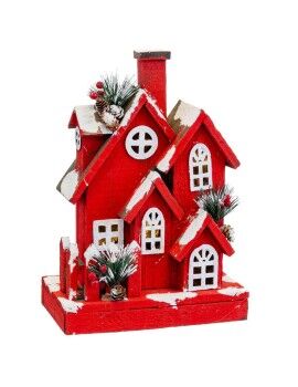 Adorno Navideño Rojo Madera Casa 24 x 13 x 33 cm