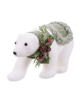 Adorno Natalício Branco Multicolor Plástico Polyfoam Tecido Urso 13 x 32 x 15 cm