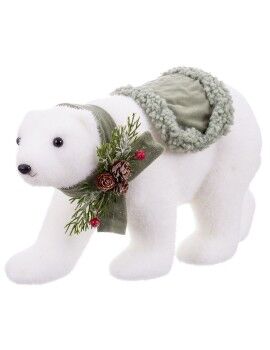 Adorno Natalício Branco Multicolor Plástico Polyfoam Tecido Urso 16 x 35 x 21 cm