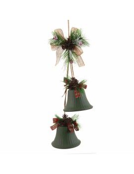 Adorno Navideño Verde Multicolor Metal Plástico Fibra Campanas 14 x 9 x 47 cm