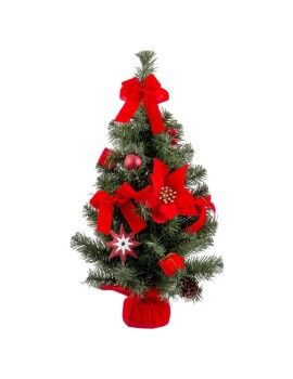 Adorno Natalício Vermelho Verde Plástico Tecido Árvore de Natal 60 cm