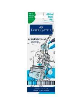 Conjunto de Canetas de Feltro Faber-Castell Goldfaber Sketch - Product Design Duplo 6 Peças