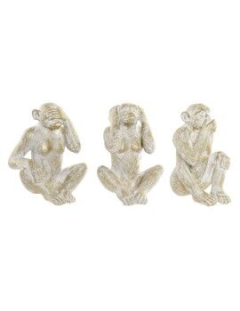 Figura Decorativa Home ESPRIT Dourado Macaco Tropical 21 x 17 x 25 cm (3 Unidades)