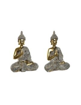 Figura Decorativa Home ESPRIT Bege Dourado Buda Oriental 21 x 11,5 x 28 cm (2 Unidades)