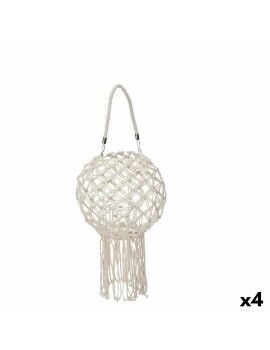 Castiçais Macramé Branco Algodão 26 x 66 x 26 cm (4 Unidades)