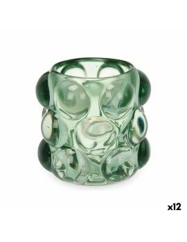 Portavelas Microesferas Verde Cristal 8,4 x 9 x 8,4 cm (12 Unidades)