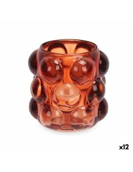 Castiçais Microesferas Laranja Cristal 8,4 x 9 x 8,4 cm (12 Unidades)