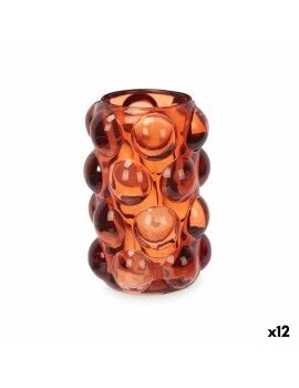 Castiçais Microesferas Laranja Cristal 8,4 x 12,5 x 8,4 cm (12 Unidades)