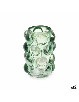 Portavelas Microesferas Verde Cristal 8,4 x 12,5 x 8,4 cm (12 Unidades)