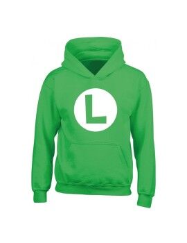 Sudadera con Capucha Unisex Super Mario Luigi Badge Verde