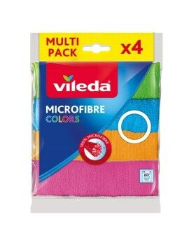 Pano de limpeza de microfibra Vileda 155717 Azul Branco Verde Laranja Cinzento escuro (4...