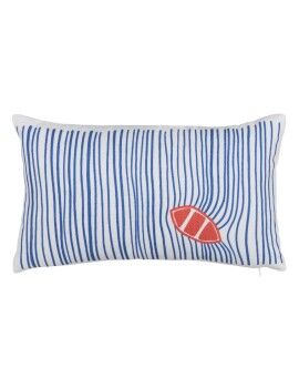 Almofada Poliéster Azul Branco Vermelho 50 x 30 cm