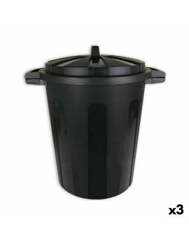 Balde de Lixo Dem 70 L Preto 56 x 45 x 60 cm (3 Unidades)