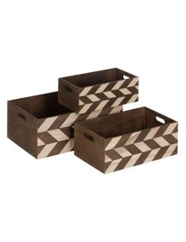 Juego de Cajas Decorativas Marrón Natural Madera de Paulonia 44 x 31 x 18 cm (3 Piezas)