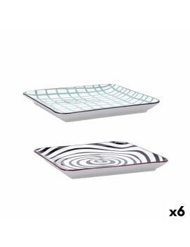 bandeja de aperitivos Bidasoa Zigzag Multicolor Cerâmica 21 x 21 cm (6 Unidades)