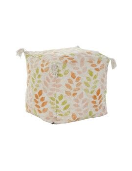 Almofada de chão DKD Home Decor Bege Folha de planta Shabby Chic 40 x 40 x 40 cm