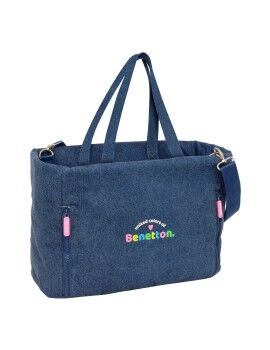 Bolsa Benetton Denim Azul 40 x 31 x 17 cm