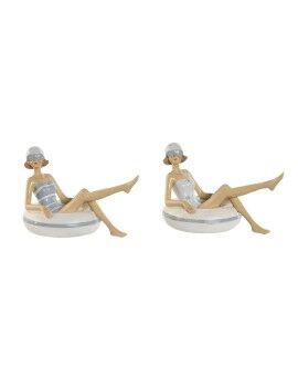 Figura Decorativa Home ESPRIT Branco Azul celeste Mediterrâneo 17,5 x 10 x 10,5 cm (2 Unidades)